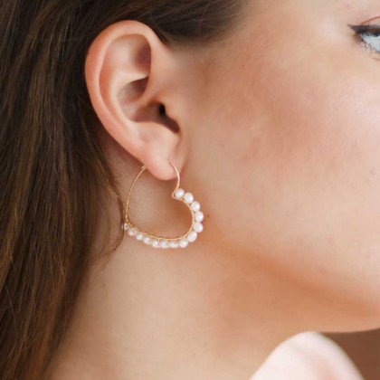 Love Pearl Hoop Earrings