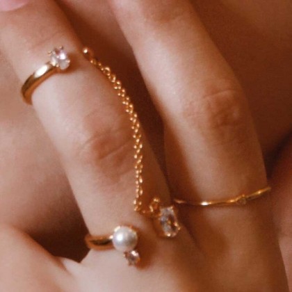 Diamond Pearl Chain Rings